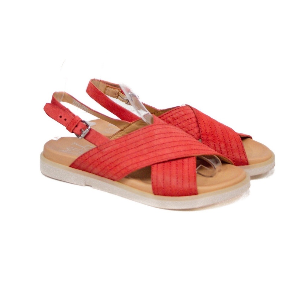 Miz Mooz Leather Cross-Strap Sandals Kind Scarlet- Medium